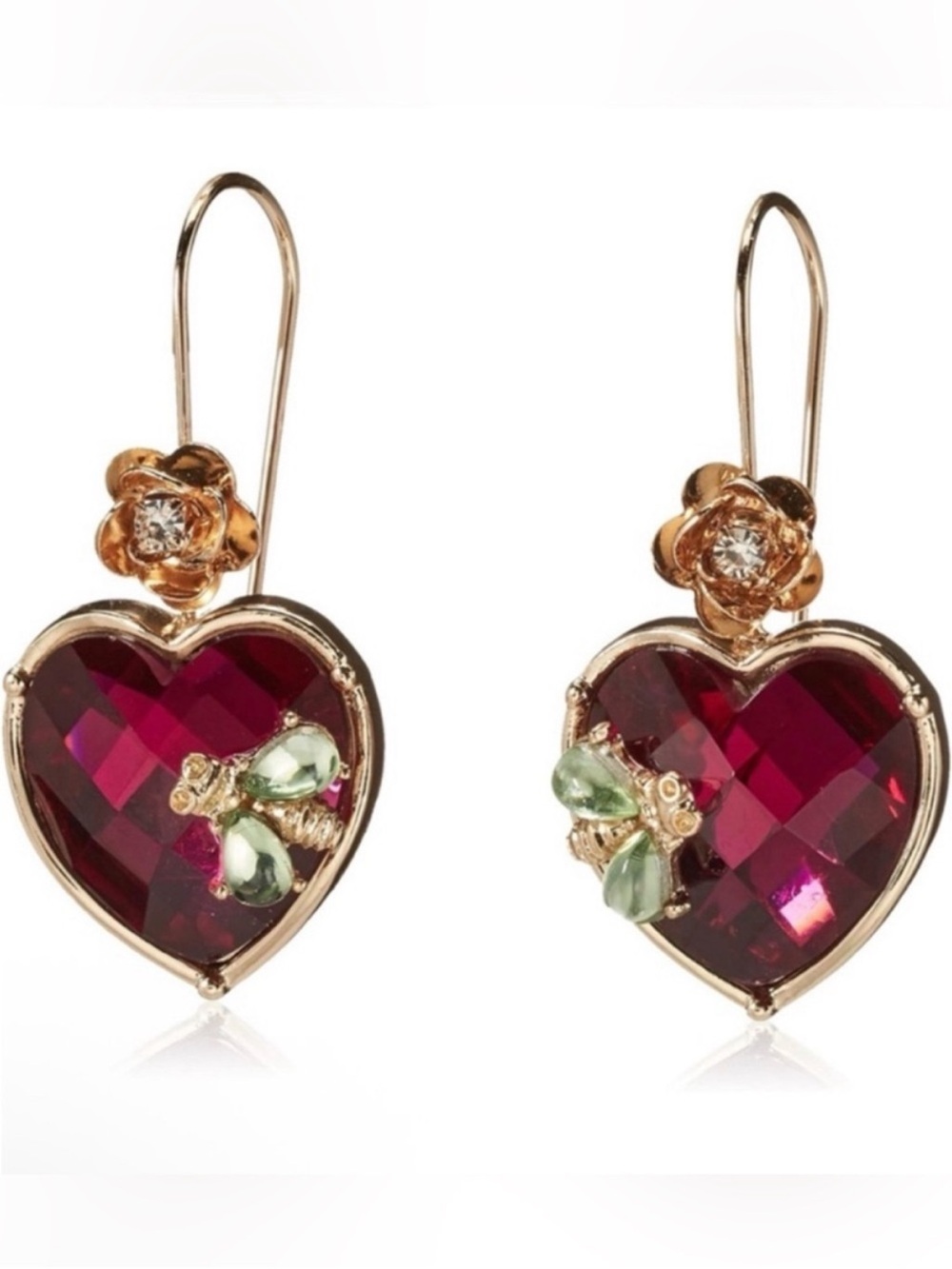Betsey Johnson Stone Heart Dangle Earrings